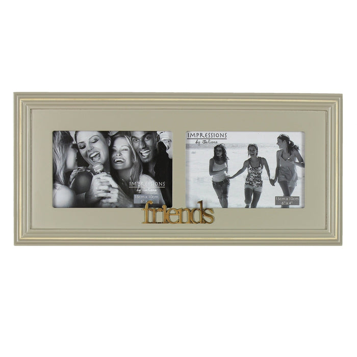 6" X 4" - WOODEN DOUBLE PHOTO FRAME - FRIENDS - Bumbletree Ltd