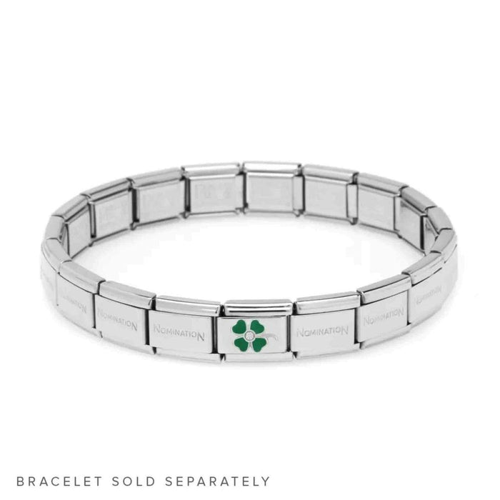 NOMINATION Classic CZ Silver and Green Clover Charm - Bumbletree Ltd