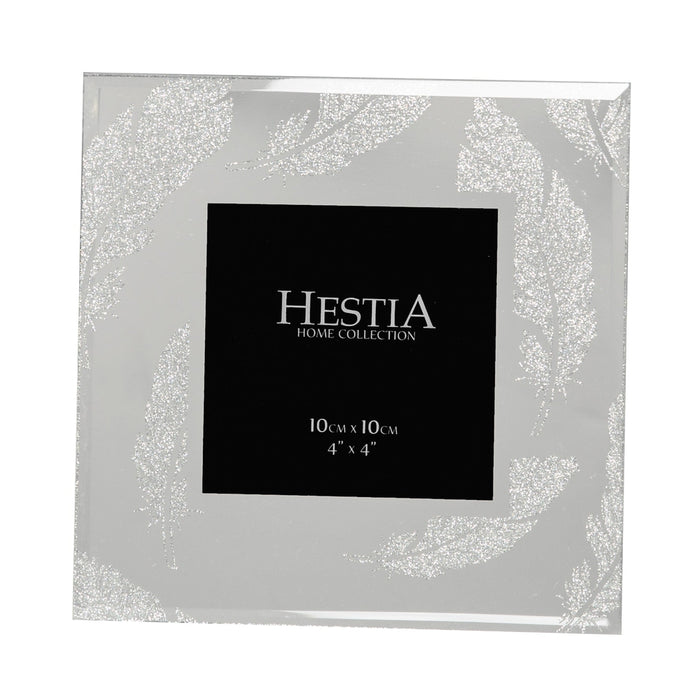 4" X 4" - SILVER GLITTER FEATHER PHOTO FRAME - Bumbletree Ltd