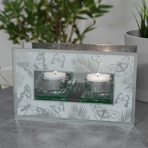 GLASS BUTTERFLY DOUBLE TEALIGHT HOLDER - Bumbletree Ltd