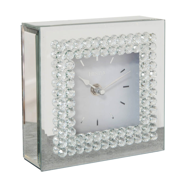 MIRROR GLASS MANTEL CLOCK WITH CRYSTAL BORDER - Bumbletree Ltd