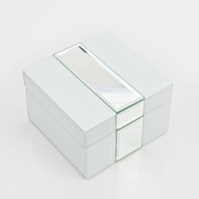 MIRROR AND WHITE GLASS JEWELLERY BOX - SMALL - Bumbletree Ltd