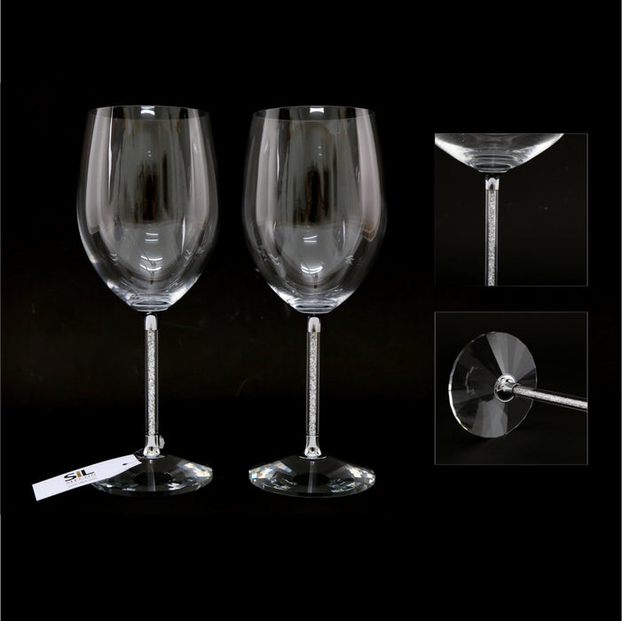 Pair Of Swarovski Crystal Wine Glasses - Bumbletree Ltd