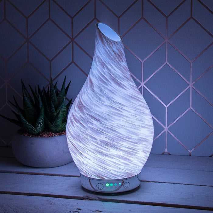 White & Gold LED Colour Changing Aroma Diffuser - Bumbletree Ltd