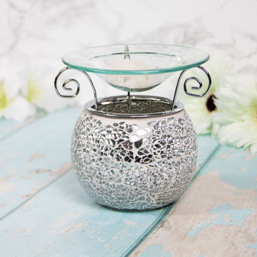 Silver Mosaic Oil and Wax Melt Burner - Bumbletree Ltd