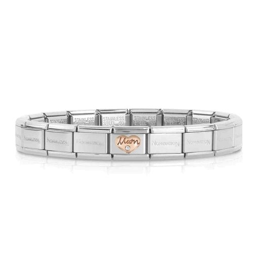 NOMINATION Classic Rose Gold & White CZ Mum Heart Charm - Bumbletree Ltd