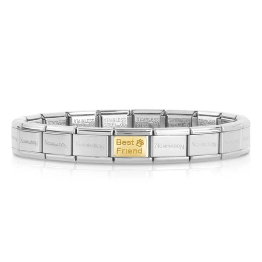 NOMINATION Classic Gold Best Friend with Paw Print Plate Charm - Bumbletree Ltd