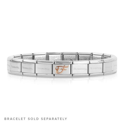 NOMINATION Classic Rose Gold & CZ Letter F Charm - Bumbletree Ltd