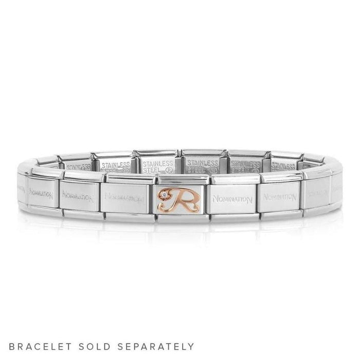 Composable Classic Link Letter R in Rose Gold and Cubic Zirconia