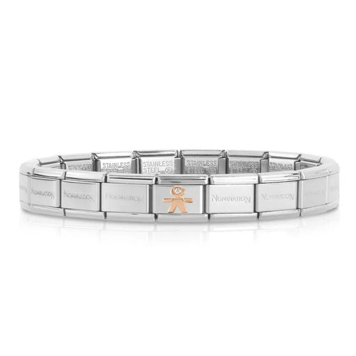 NOMINATION Classic Rose Gold & White CZ Little Boy Charm - Bumbletree Ltd