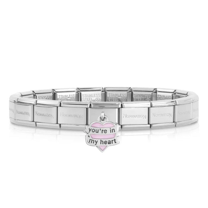 NOMINATION Classic Silver & Pink You're In My Heart Drop Charm - Bumbletree Ltd