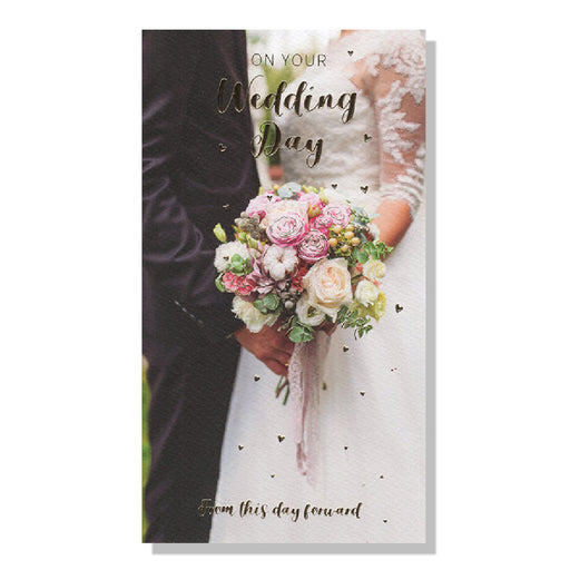 On Your Wedding Day Card With Flower Bouquets Design - Bumbletree
