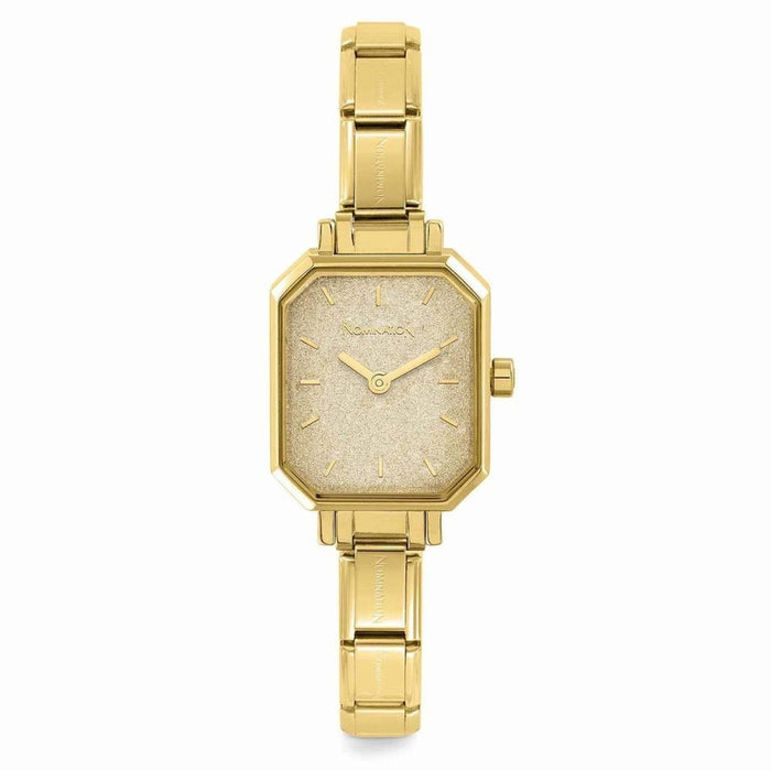 NOMINATION Paris Classic Yellow Gold PVD & Rectangular Gold Glitter Dial Watch - Bumbletree Ltd