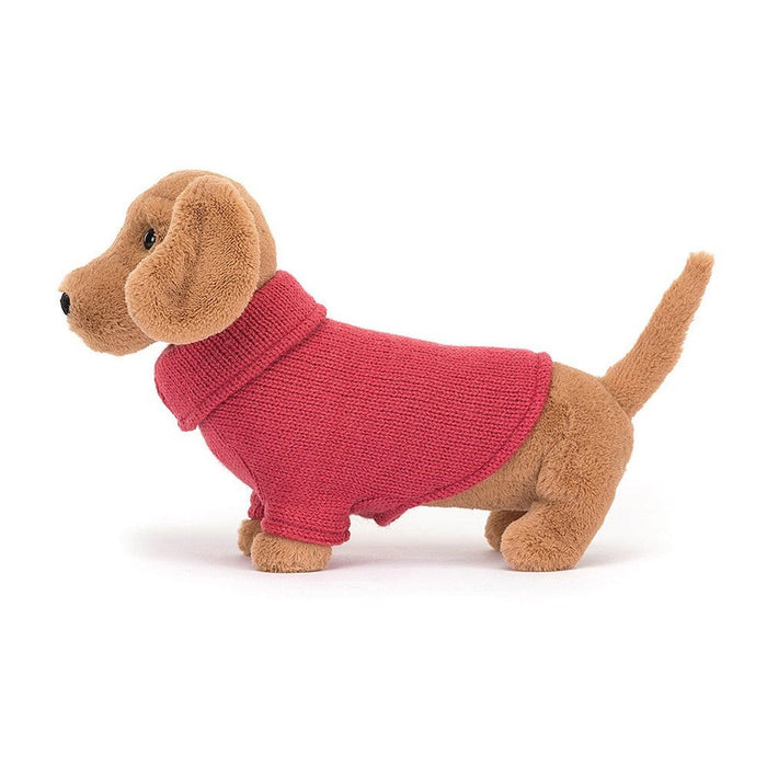 Jellycat Sweater Sausage Dog Pink - Plush - Jellycat - Bumbletree