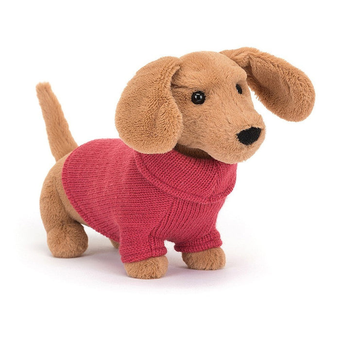 Jellycat Sweater Sausage Dog Pink - Plush - Jellycat - Bumbletree