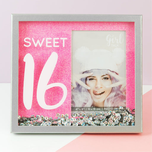 4" X 6" - SPARKLE BOX SILVER FRAME - SWEET 16 - Bumbletree Ltd