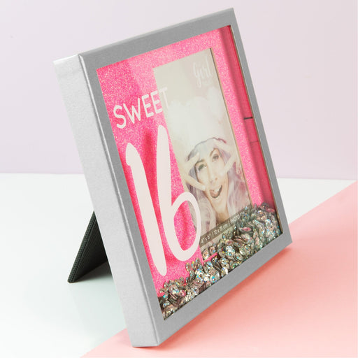 4" X 6" - SPARKLE BOX SILVER FRAME - SWEET 16 - Bumbletree Ltd