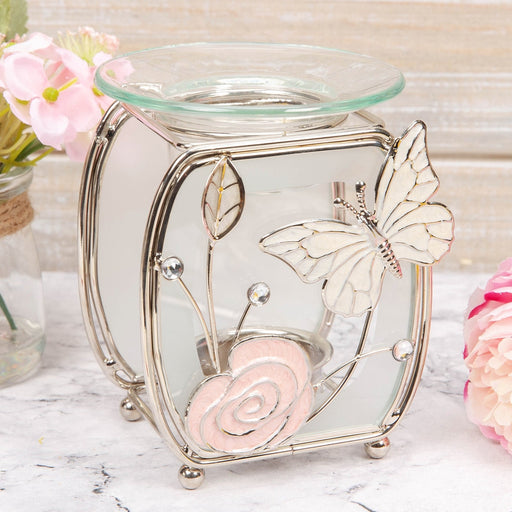 SOPHIA FROSTED GLASS & WIRE OIL BURNER - BUTTERFLY - Bumbletree Ltd