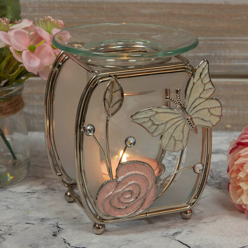 SOPHIA FROSTED GLASS & WIRE OIL BURNER - BUTTERFLY - Bumbletree Ltd