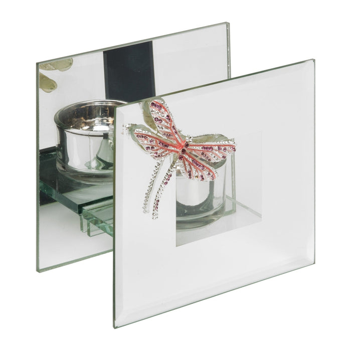 PINK CRYSTAL DRAGONFLY GLASS TEALIGHT HOLDER - Bumbletree Ltd