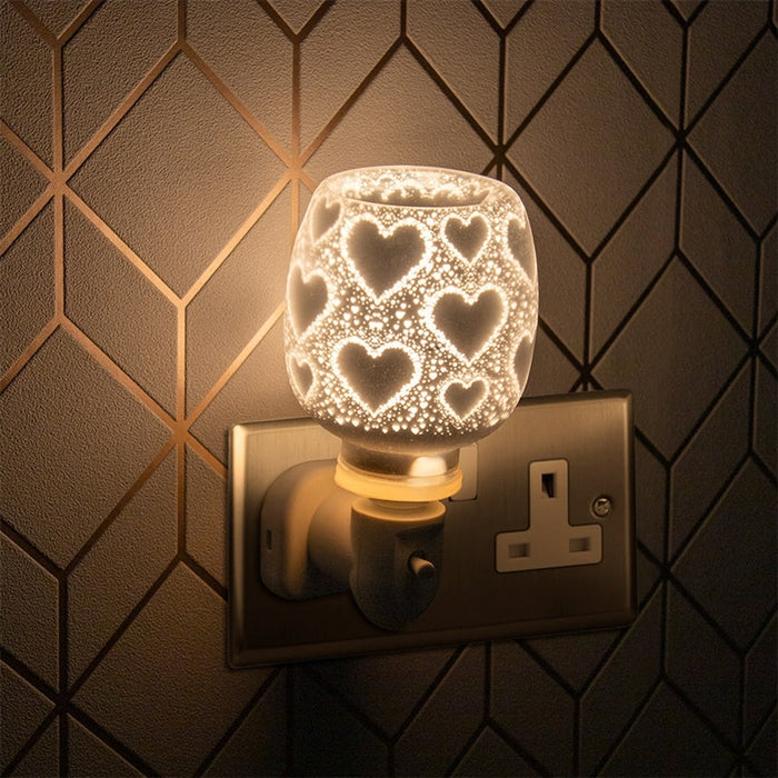 Satin White Hearts Plug-In-Oil Warmer - Bumbletree Ltd