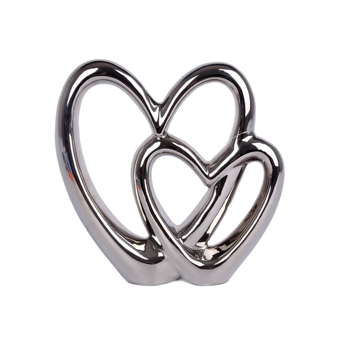 Silver Double Heart Ornament - Small - Homeware - Bumbletree - Bumbletree Ltd
