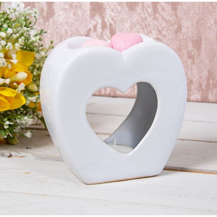 White Heart Shaped Wax & Oil Burner - Bumbletree Ltd