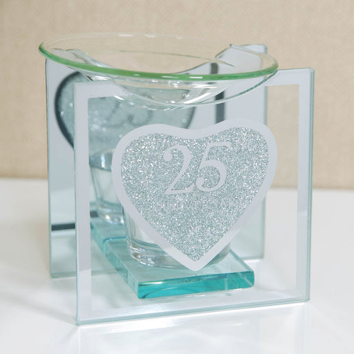 25TH ANNIVERSARY SILVER GLITTER OIL BURNER - Bumbletree Ltd