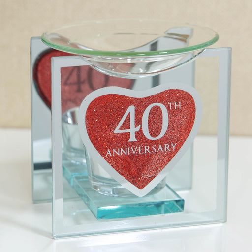 40TH ANNIVERSARY RED GLITTER OIL BURNER - Bumbletree Ltd