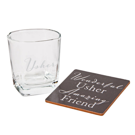 USHER WHISKY GLASS & COASTER - Bumbletree Ltd