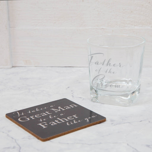 FATHER OF THE GROOM WHISKY GLASS & COASTER - Bumbletree Ltd