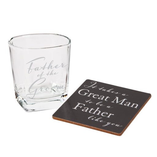 FATHER OF THE GROOM WHISKY GLASS & COASTER - Bumbletree Ltd