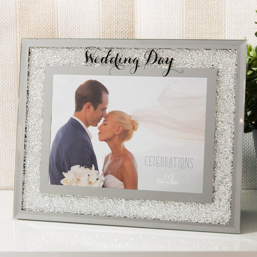 7" X 5" - CRYSTAL BORDER FRAME - WEDDING DAY - Bumbletree Ltd