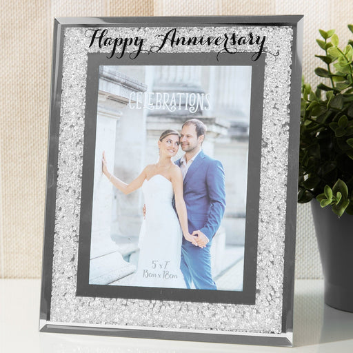 5" X 7" - CRYSTAL FRAME - HAPPY ANNIVERSARY - Bumbletree Ltd