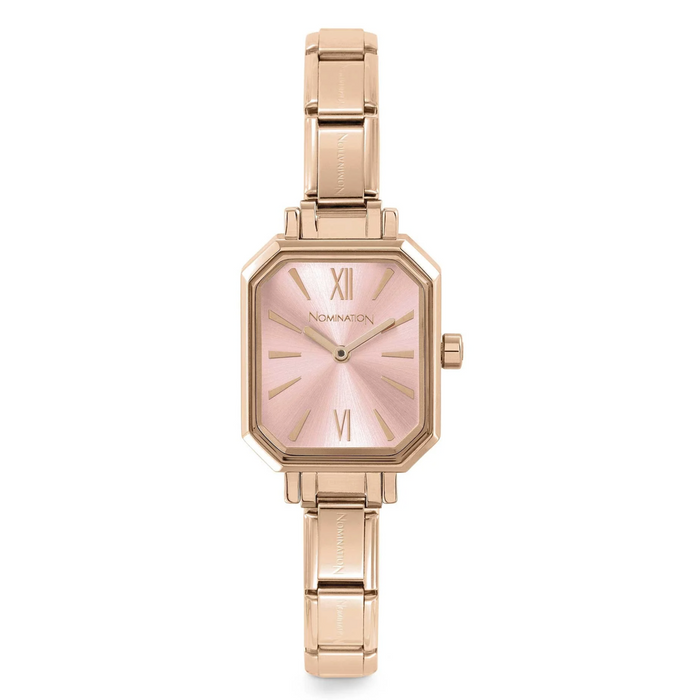NOMINATION Paris Classic Rose Gold PVD & Rectangular Rose Pink Dial Watch -  - Nomination - Bumbletree