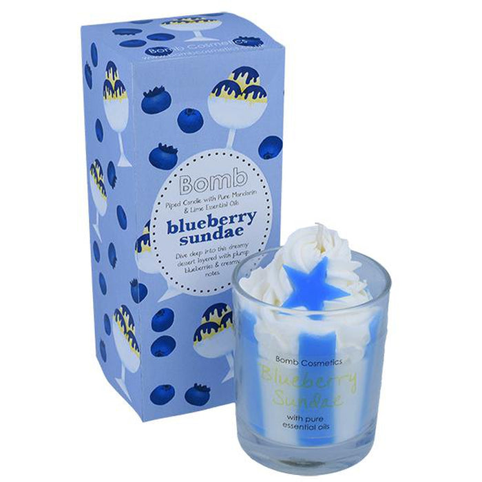 Blueberry Sundae Piped Glass Candle - Bumbletree Ltd