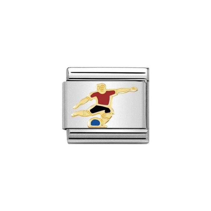 NOMINATION Classic Gold & Red Football Player Charm - Bumbletree Ltd