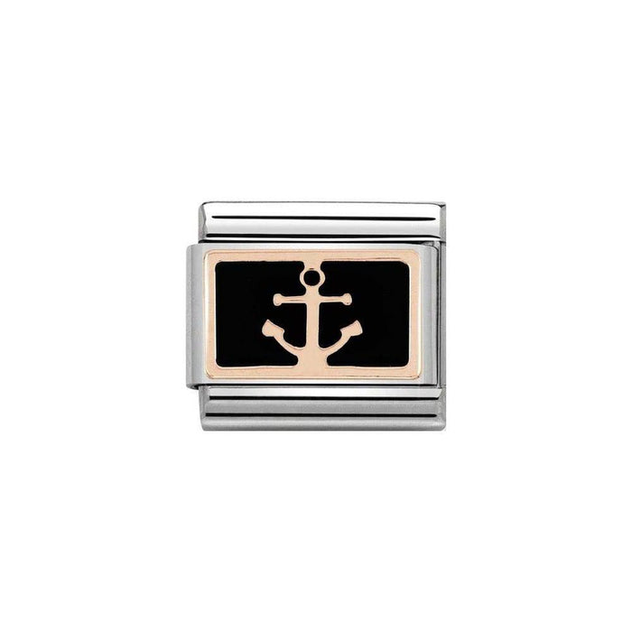 NOMINATION Classic Rose Gold & Black Anchor Charm - Bumbletree Ltd
