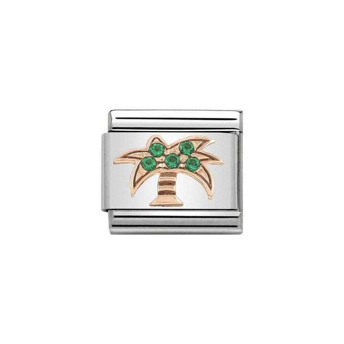 NOMINATION Classic Rose Gold & Green CZ Palm Tree Charm - Bumbletree Ltd
