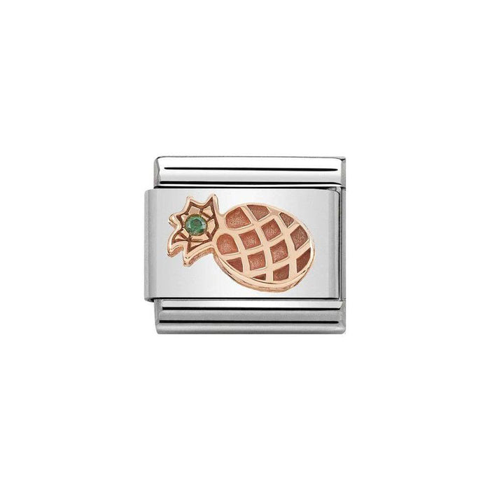 NOMINATION Classic Rose Gold & Green CZ Pineapple Charm - Bumbletree Ltd