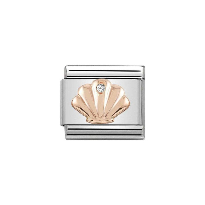 NOMINATION Classic Rose Gold & White CZ Shell Charm - Bumbletree Ltd