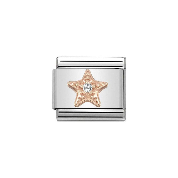 NOMINATION Classic Rose Gold & White CZ Starfish Charm - Bumbletree Ltd