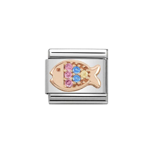 NOMINATION Classic Rose Gold with Pink & Blue CZ Fish Charm - Bumbletree Ltd