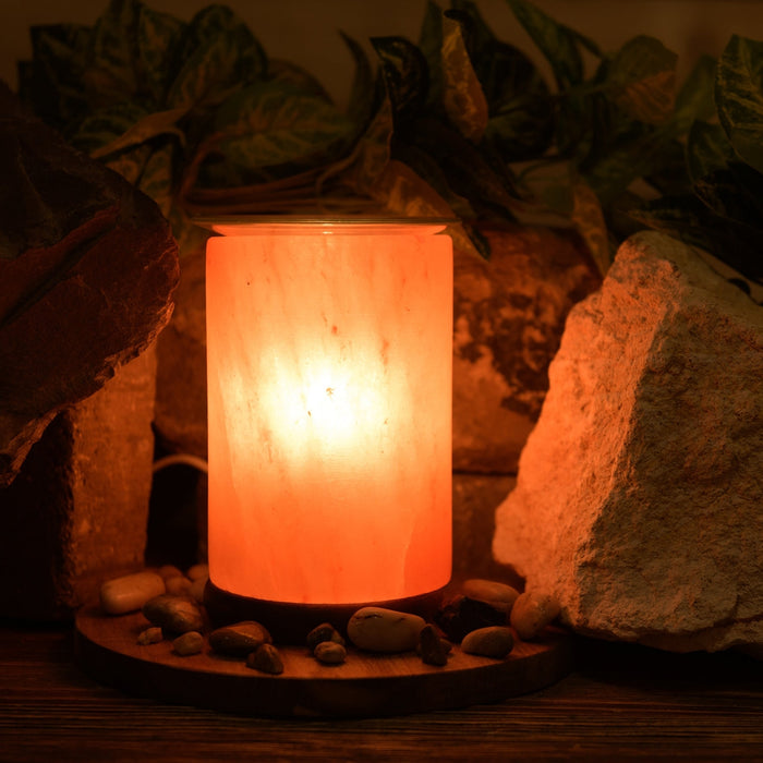 Artisan Rock Salt Lamp With Wooden Base 14cm - Homeware - Bumbletree - Bumbletree