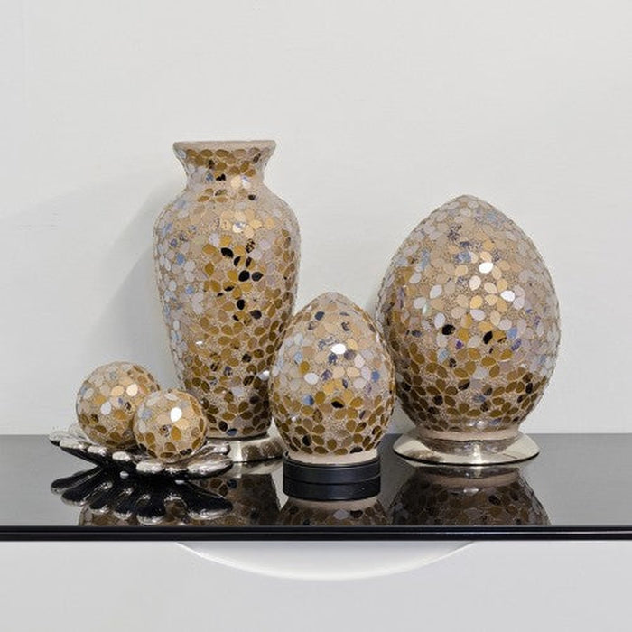 Mosaic Glass Egg Lamp - Autumn Gold Flower - Bumbletree Ltd