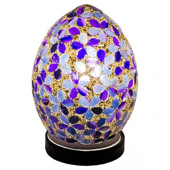 Mini Mosaic Glass Egg Lamp - Purple Flower - Bumbletree Ltd