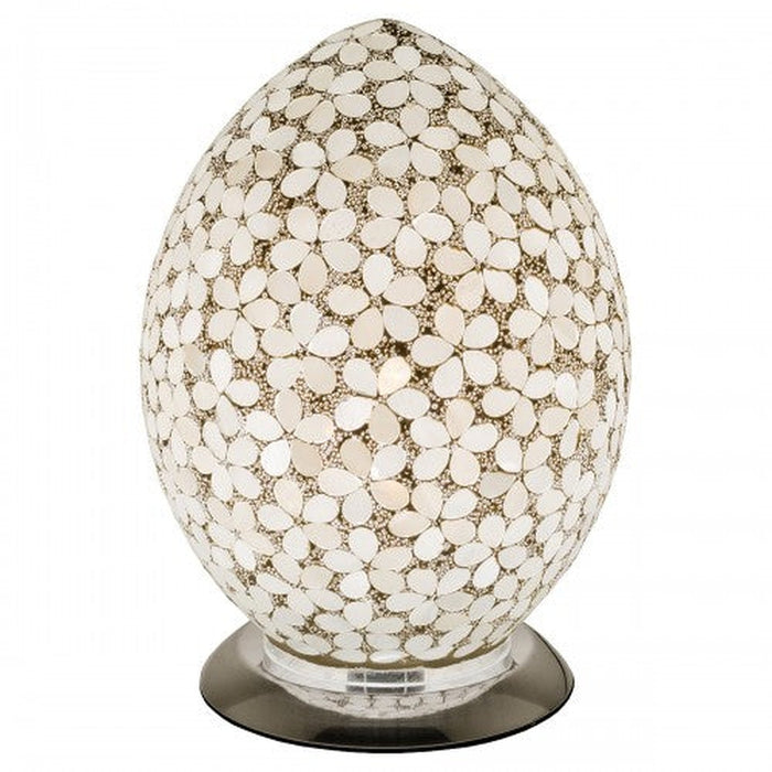 Mosaic Glass Egg Lamp - Opaque White Flower - Bumbletree Ltd