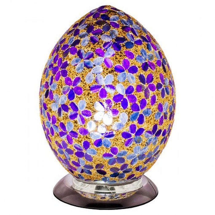 Mosaic Glass Egg Lamp - Purple Flower - Bumbletree Ltd