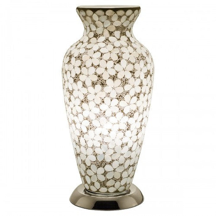 Mosaic Glass Vase Lamp - Opaque White Flower - Bumbletree Ltd