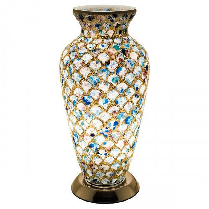 Mosaic Glass Vase Lamp - Blue Tile - Bumbletree Ltd